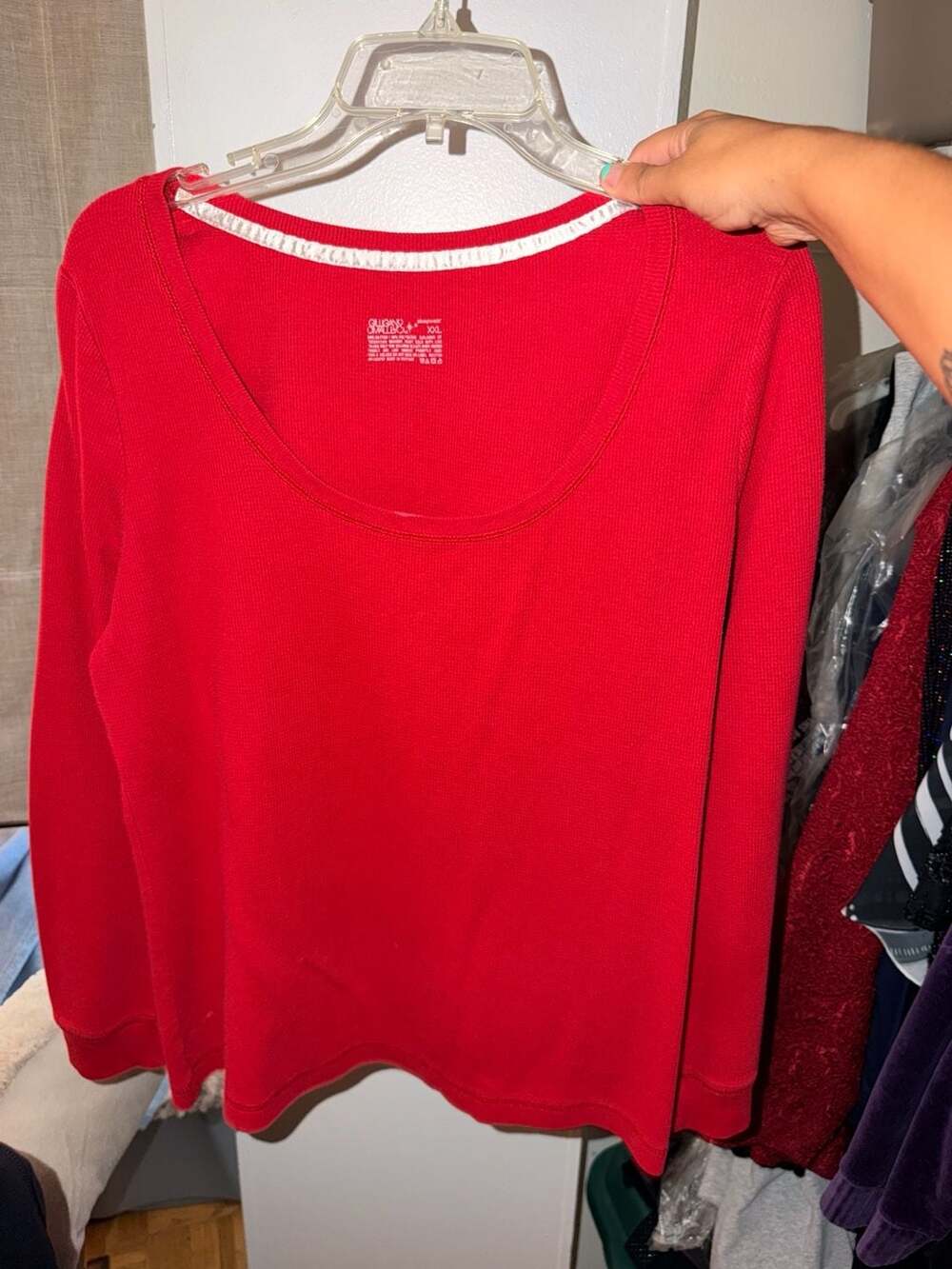 Gilligan O'Malley Sleepwear Top Size XXL Red Long Sleeve Scoop Neck